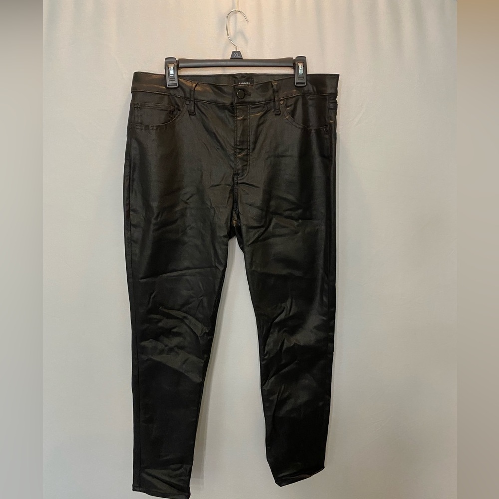 Express black shiny skinny jeans